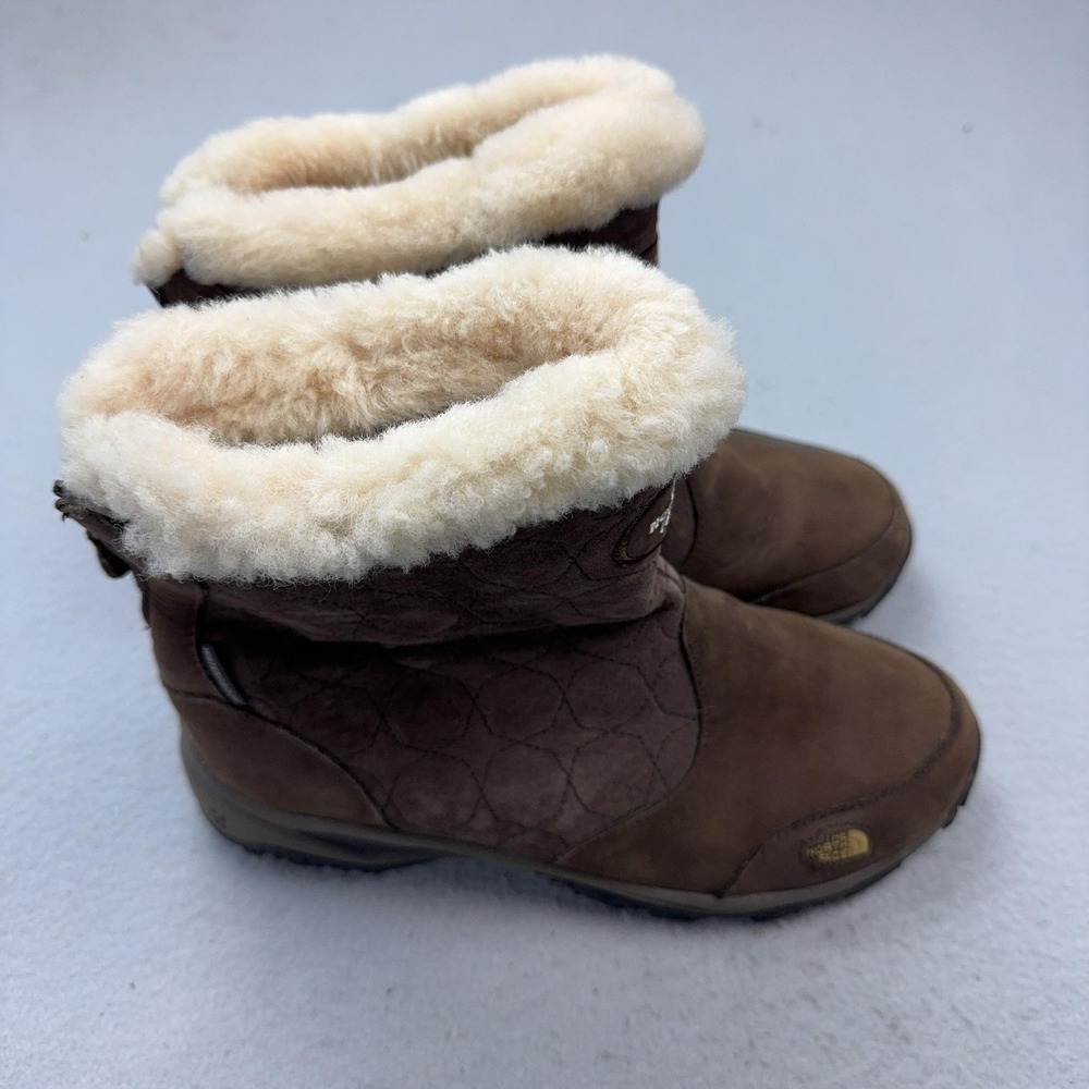 The North Face Boots Womens Size 8.5 Brown Leather Faux Fur Snow Winter AYX8